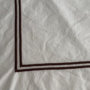 RH Restoration Hardware Satin Stitch Duvet Cover Full/Queen White & Brown